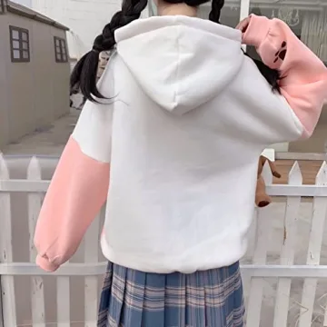 Cute Kawaii Cat Graphic Hoodie for Girls