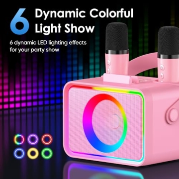 Portable Karaoke Machine with LED Lights and Microphones