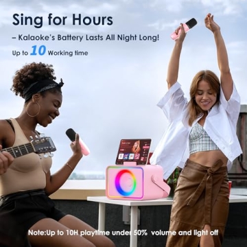 Portable Karaoke Machine with LED Lights and Microphones