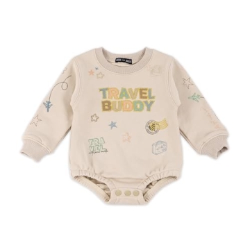 LELALO Travel Buddy Sweatshirt Romper for 0-3M - Cozy and Colorful