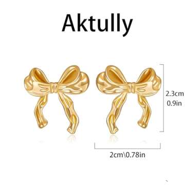 Gold Silver Bow Earrings for Women Classic Ribbon Bow Stud Earrings Cute BowKnot Earrings Bow Trendy Jewelry for Women