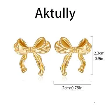 Gold Silver Bow Earrings for Women Classic Ribbon Bow Stud Earrings Cute BowKnot Earrings Bow Trendy Jewelry for Women