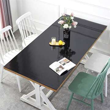 OstepDecor Custom Black Table Protector for Dining Room Table - 72 x 42 Inch Plastic Table Cover for 6 Foot Table Vinyl Desk & Table Pad for Kids