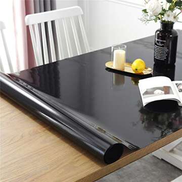 OstepDecor Custom Black Table Protector for Dining Room Table - 72 x 42 Inch Plastic Table Cover for 6 Foot Table Vinyl Desk & Table Pad for Kids