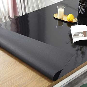 OstepDecor Custom Black Table Protector for Dining Room Table - 72 x 42 Inch Plastic Table Cover for 6 Foot Table Vinyl Desk & Table Pad for Kids