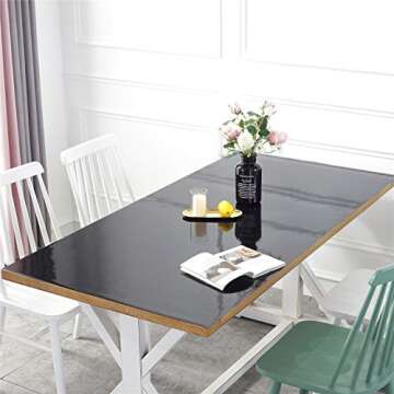 OstepDecor Custom Black Table Protector for Dining Room Table - 72 x 42 Inch Plastic Table Cover for 6 Foot Table Vinyl Desk & Table Pad for Kids