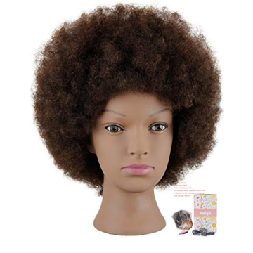 Kalyx Mannequin Head African American with 100% Human Hair Cosmetology Afro Hair Manikin Head for Pr...