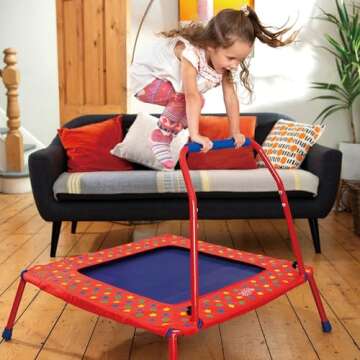 Galt Toys, Folding Trampoline, Indoor/Outdoor Easy Storage Kids Trampoline, Ages 3 Years Plus