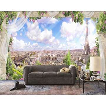 Murwall City Wallpaper Eiffel Tower Wall Mural Paris Cityscape Wall Mural Modern Home Decor Cafe Design Livingroom Bedroom
