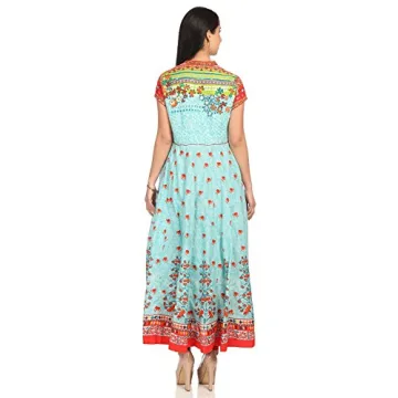 Biba Turquoise Anarkali Cotton Kurta for Women