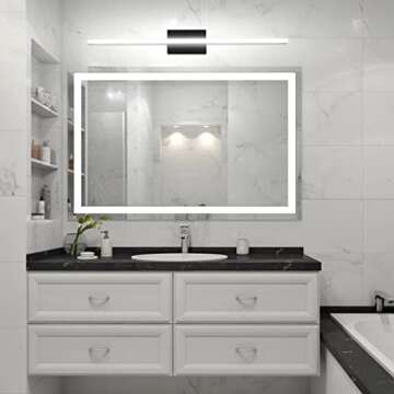 Temgin LED Bathroom Vanity Lights 36Inch Bathroom Light Fixtures 20W 6000K Cool White Vanity Lighting Modern Over Mirror Bathroom Wall Light Indoor Wall Lamp Black