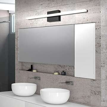 Temgin LED Bathroom Vanity Lights 36Inch Bathroom Light Fixtures 20W 6000K Cool White Vanity Lighting Modern Over Mirror Bathroom Wall Light Indoor Wall Lamp Black