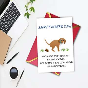 Ziwenhu Dog Dad Fathers Day Card Gift for Men, Funny Father’s Day Card from Dog Dad, Best Dog Dad Cards Gifts from Son, Dog Dad Card with Envelope, Dog Dad Gifts for Men from Dog