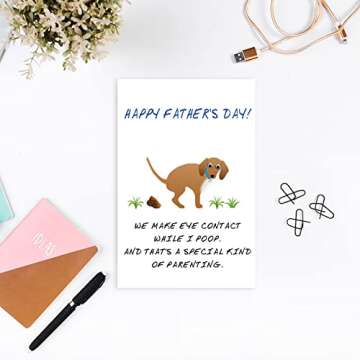 Ziwenhu Dog Dad Fathers Day Card Gift for Men, Funny Father’s Day Card from Dog Dad, Best Dog Dad Cards Gifts from Son, Dog Dad Card with Envelope, Dog Dad Gifts for Men from Dog