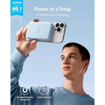 Anker 621 Magnetic Portable Charger (MagGo), 5,000mAh Wireless Power Bank with USB-C Cable, Magsafe-Compatible Battery Pack for iPhone 16 /15/14/13/12 Series