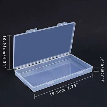 BENECREAT 4 Packs 7.8x4.3x0.9" Rectangle Large Clear Plastic Box Containers Bead Storage Organizer Box for Cards, Safety Pins, Beads and Craft School Office Supplies