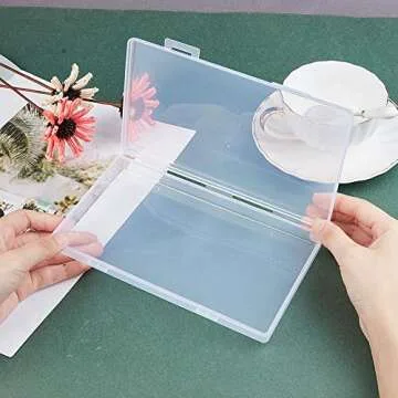 BENECREAT 4 Packs 7.8x4.3x0.9" Rectangle Large Clear Plastic Box Containers Bead Storage Organizer Box for Cards, Safety Pins, Beads and Craft School Office Supplies