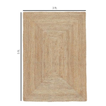 FRELISH DECOR Handwoven Jute Rug 3x5 Eco-Friendly Stylish