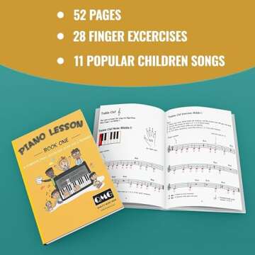 QMG Color Piano and Keyboard Stickers and Complete Color Note Piano Music Lesson and Guide Book for Kids and Beginners