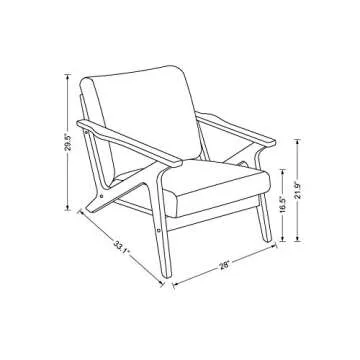 Omax Decor Zola Mid Century Modern Accent Chair Arm Chair: The Perfect Reading, Living Room, and Bedroom Chairs for Modern Home Furniture Use! Solid Wood Frame, Brown/Walnut