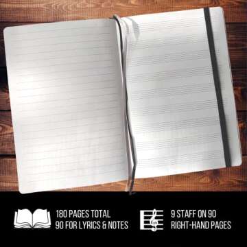 Songmaster Songwriting Journal 5x8 in • Crazy Horse Vegan Leather Music Notebook • 180 Page Hardcover Music Staff Paper Manuscript Paper Notebook Music Journal • 150 Free iVideosongs Lessons