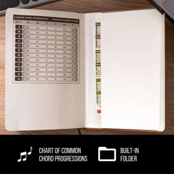 Songmaster Songwriting Journal 5x8 in • Crazy Horse Vegan Leather Music Notebook • 180 Page Hardcover Music Staff Paper Manuscript Paper Notebook Music Journal • 150 Free iVideosongs Lessons