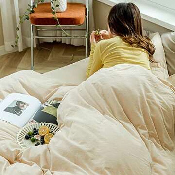 AMWAN Duvet Cover Set in Solid Warm Colors for Comfort
