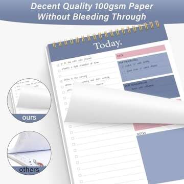 To Do List Notepad - Daily Planner Notepad Undated 52 Sheets, 6.5" x 9.8" Planning Pad Checklist Productivity Note Pad for Work and Personal Organized