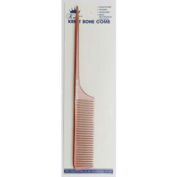 Krest Bone 10 Inch Coarse Teeth Rattail comb. Professional comb. Heat Resistant Comb. Styling Combs....