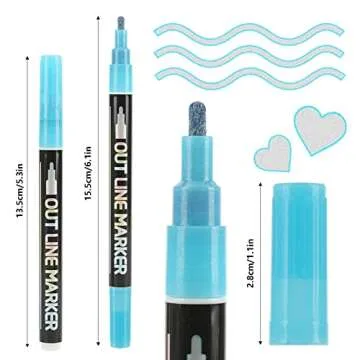 Augot 20 colors Super Squiggles Outline Markers, Self Outline Metallic Markers, Super Squiggles Outline Marker Set Double Line Outline Pens, Silver Markers with Color Outline Pens for Christmas Gifts