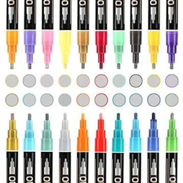 Augot 20 colors Super Squiggles Outline Markers, Self Outline Metallic Markers, Super Squiggles Outline Marker Set Double Line Outline Pens, Silver Markers with Color Outline Pens for Christmas Gifts