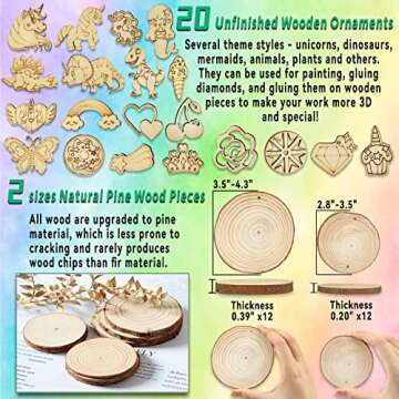 7july Wooden Arts and Crafts Kits for Kids Boys Girls Age 6-12 Years Old,Wood Slices with Diamond Crafts Sets-Little Children's Art & Craft Gifts
