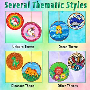 7july Wooden Arts and Crafts Kits for Kids Boys Girls Age 6-12 Years Old,Wood Slices with Diamond Crafts Sets-Little Children's Art & Craft Gifts