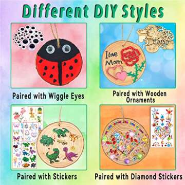 7july Wooden Arts and Crafts Kits for Kids Boys Girls Age 6-12 Years Old,Wood Slices with Diamond Crafts Sets-Little Children's Art & Craft Gifts