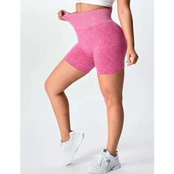 YEOREO Women Seamless Camo Shorts High Waisted Gym Yoga Workout Fuchsia M