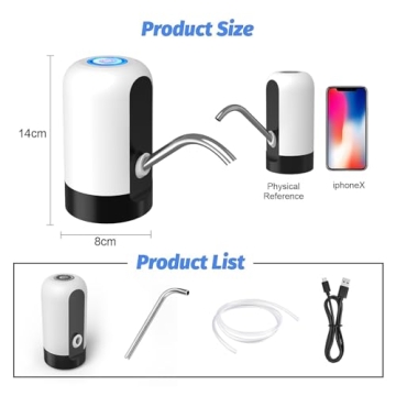 GetKen 5 Gallon Water Table Pump Rechargeable, Water Dispenser for 5 Gallon Bottle Bottom Loading, Portable USB Charging Automatic Drinking Mini Water Jug Dispenser, for Camping, Kitchen