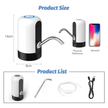 GetKen 5 Gallon Water Table Pump Rechargeable, Water Dispenser for 5 Gallon Bottle Bottom Loading, Portable USB Charging Automatic Drinking Mini Water Jug Dispenser, for Camping, Kitchen