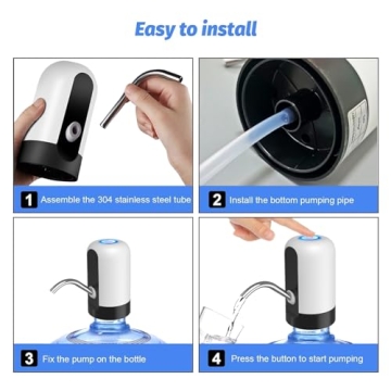 GetKen 5 Gallon Water Table Pump Rechargeable, Water Dispenser for 5 Gallon Bottle Bottom Loading, Portable USB Charging Automatic Drinking Mini Water Jug Dispenser, for Camping, Kitchen