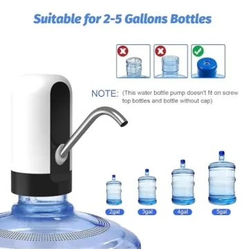 GetKen 5 Gallon Water Table Pump Rechargeable, Water Dispenser for 5 Gallon Bottle Bottom Loading, Portable USB Charging Automatic Drinking Mini Water Jug Dispenser, for Camping, Kitchen