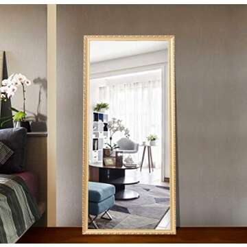 Hans & Alice 65"x24" Rectangular Bathroom Full Length Floor Mirror Standing or Hanging(Champagne)