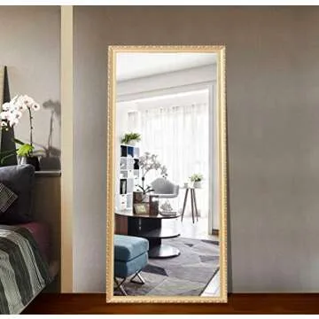 Hans & Alice 65"x24" Rectangular Bathroom Full Length Floor Mirror Standing or Hanging(Champagne)