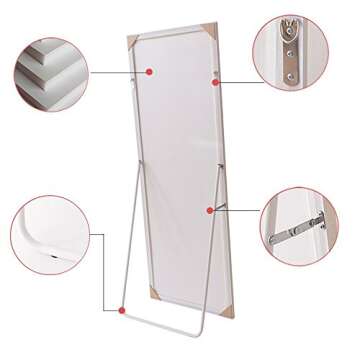 Hans & Alice 65"x24" Rectangular Bathroom Full Length Floor Mirror Standing or Hanging(Champagne)
