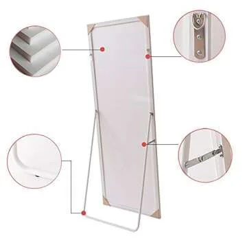 Hans & Alice 65"x24" Rectangular Bathroom Full Length Floor Mirror Standing or Hanging(Champagne)