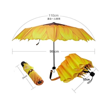 Mangetal Windproof Travel Umbrella with Sunflower Design