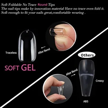 UNA GELLA Almond Round Gel Nails Tips - Clear 504 pcs