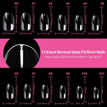 UNA GELLA Almond Round Gel Nails Tips - Clear 504 pcs