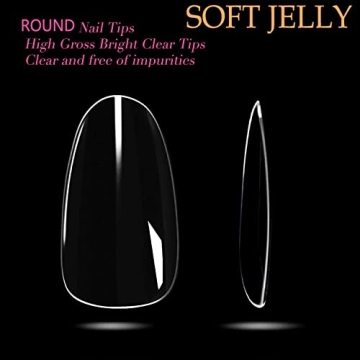 UNA GELLA Almond Round Gel Nails Tips - Clear 504 pcs