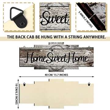 Jetec Home Sweet Home Sign - Rustic Wall Hanging Decor