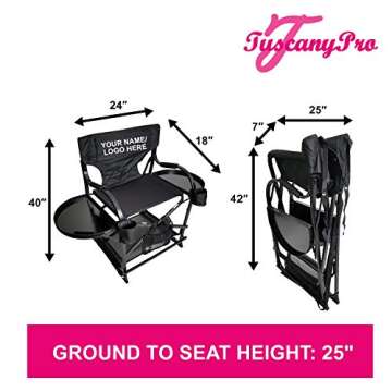 Tuscany Pro Portable Salon Chair & Trolley Cart - Ideal for Hairstylists & Makeup Artists