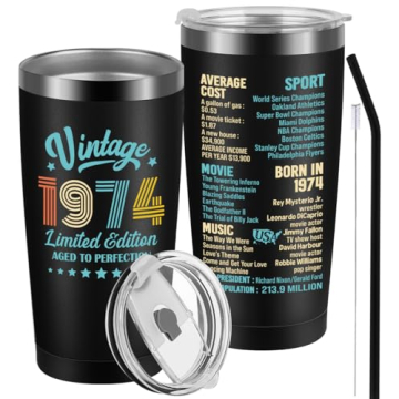 Henghere 50th Birthday Gifts for Women - Back in 1974 Tumbler